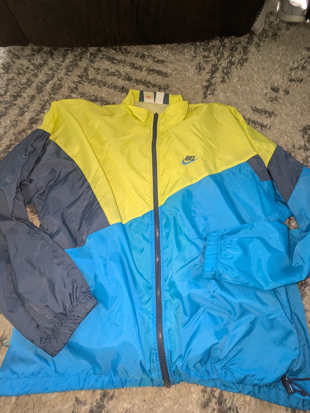 Nike Colorblock Windbreaker Jacket - Yellow, Blue, Gray
